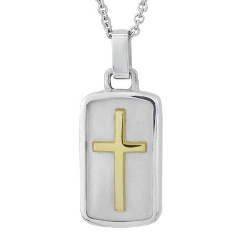 Cross Tag Gold Cremation Pendant